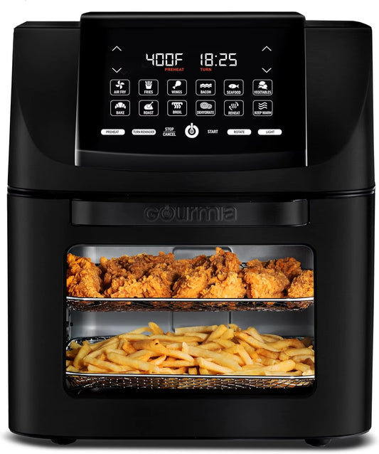 14 Qt Air Fryer Oven with Rotisserie, Digital Display, 12 Presets, Dishwasher Safe Accessories