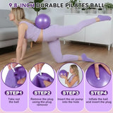 Likiliki Pilates Ring and Ball Set Home Fitness Equipment for Women with Resistance Bands 12'' Magic Circle 9.8'' Ball for Stre