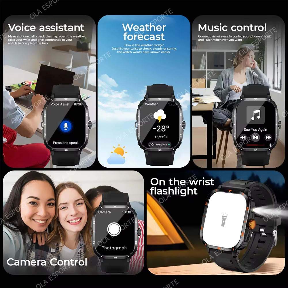 2025 NEW Military Smartwatch 2.01Inch HD Screen for Android/Ios Bluetooth Call Waterproof Outdoor Sports Fitness Smart Watch Men