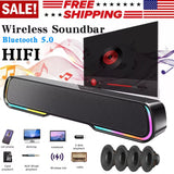Wireless Bluetooth Subwoofer Bass Surround Sound Bar Speaker System Music Player for Laptop Cellphones TV Home Theater