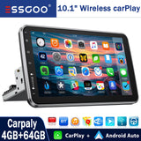 10.1 Inch 4+64GB Rotatable IPS Touchscreen Single 1 DIN Car Stereo Wireless Apple Carplay Android Auto FM Bluetooth GPS