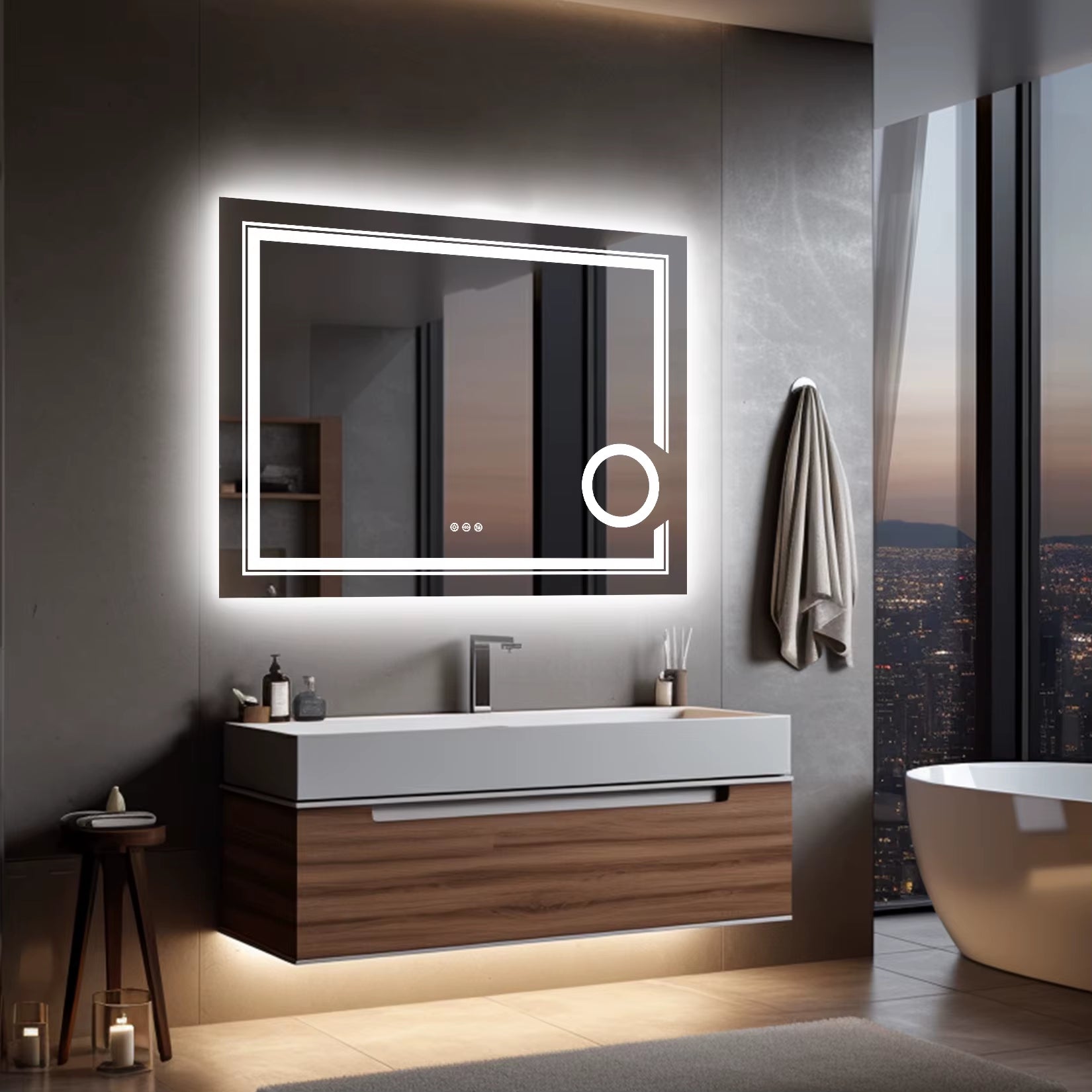 LED Mirror Bathroom Wall Mounted Magnifying Mirror for Washroom Toilet Shower Vanity Makeup Shaving Mirrors