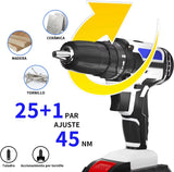 21V Cordless Power Drill and Impact Screwdriver Set with 1500mAh Li-Ion Battery, 25+1 Torque Settings, 45N·m Torque Output