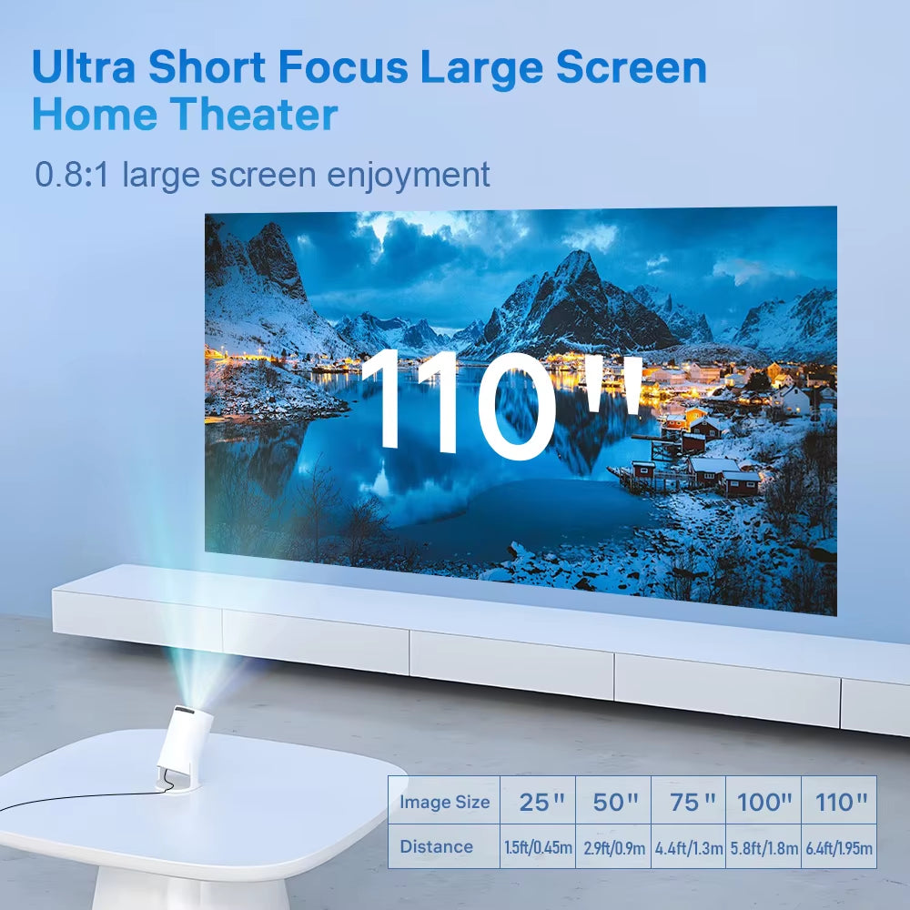 Projector X1BQ PRO 4K 290ANSI Android 14 Dual Wifi6 Allwinner H726 BT5.4 1280*720P Outdoor Video Home Theater Projector