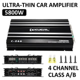 Aluminum Alloycar Audio Power Amplifier High-Power 4-Channel 5800W Amp 12.0V Ultra-Thin Four-Way Power Amplifier Class A/B