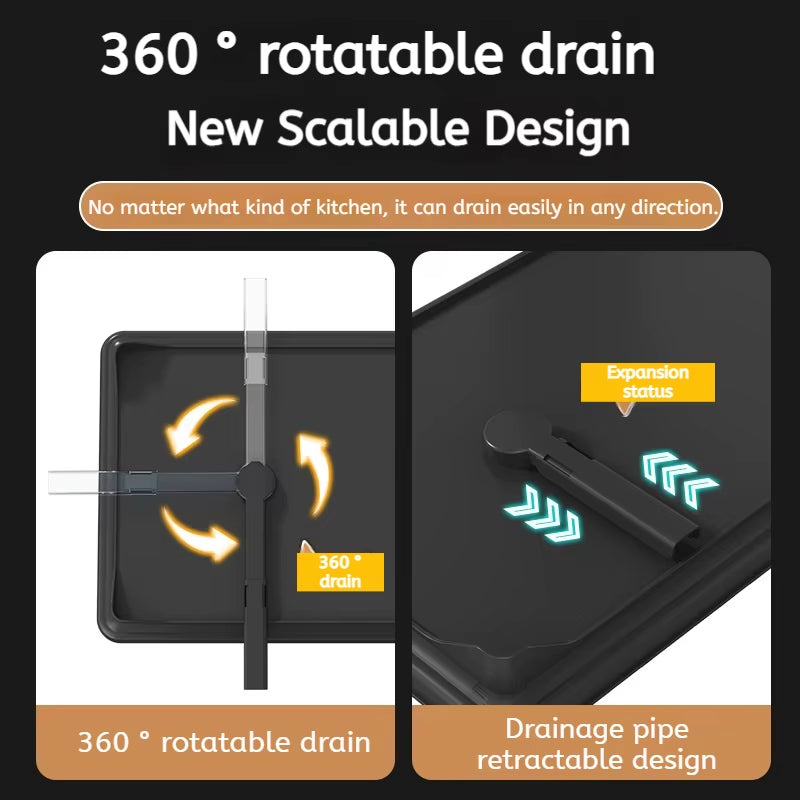 Adjustable Stainless Steel Dish Drying Rack with Drainboard for Over-Sink Plate Organization