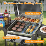 2 Burner BBQ Propane Gas Grill Stainless Steel 16 000 BTU Patio Garden Barbecue Grill with Two Foldable Shelves Gas Grill With