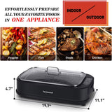 Techwood 1500W Smokeless Indoor Electric Grill with Non-Stick Plates and Tempered Glass Lid - Korean Grill with Temperature Cont