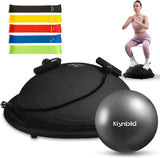 Half Balance Ball Trainer, Inflatable 19/23 Inch Half Exercise Ball with Resistance Bands and Pilates Ball