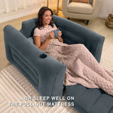 Inflatable Pull-Out Chair with Built-In Cupholder: Velvety Surface, 2-In-1 Valve, Folds Compact for Indoor/Outdoor Use