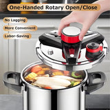 10 QT Pressure Cooker, 18/8 Stainless Steel, 10/15 PSI Settings, One-Hand Locking, Compatible with Gas and Induction Cooktops, G