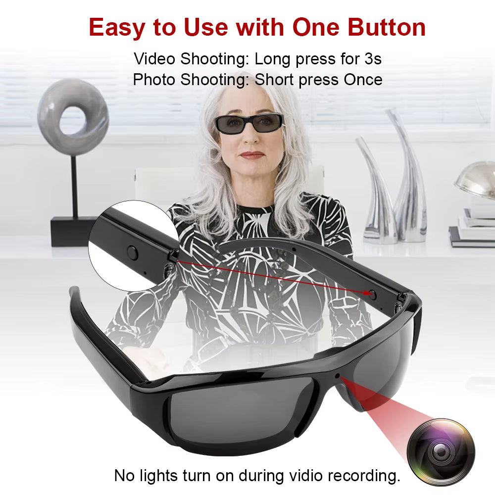 Portable 1080P HD Mini Glasses Camera Video Recorder Wearable Sunglasses Camera Outdoor Sports DV DVR Surveillance Camcorder