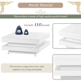 LED Coffee Table for Living Room, 2 Tier Modern Square Middle Center Table, Unique High Gloss Coffee Table with 16 Colors LED