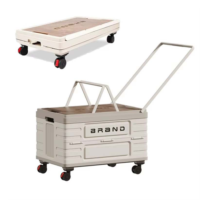 360° Rotating Foldable Storage Cart – Heavy-Duty Mobile Organizer with 4 Silent Wheels, Multi-Functional Campingstorage