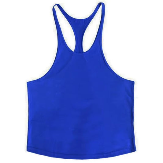 Plain Gym Fitness Bodybuilding Muscle Tank Tops Mens Running Sport Sleeveless Y-Back Vests Summer Cool Cotton Breathable Shirts