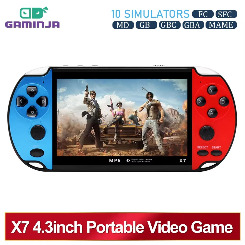 X7 4.3Inch Handheld Game Console IPS Screen Video Game Player HD Game Console Built-In 10000 Games for GBA GBC NES GBC