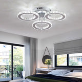 Modern Ceiling Lamp Pendant Light Crystal Led Chandelier Fixture Rings Stainless Steel Plafonnier Kids Bedroom Home Decor Indoor