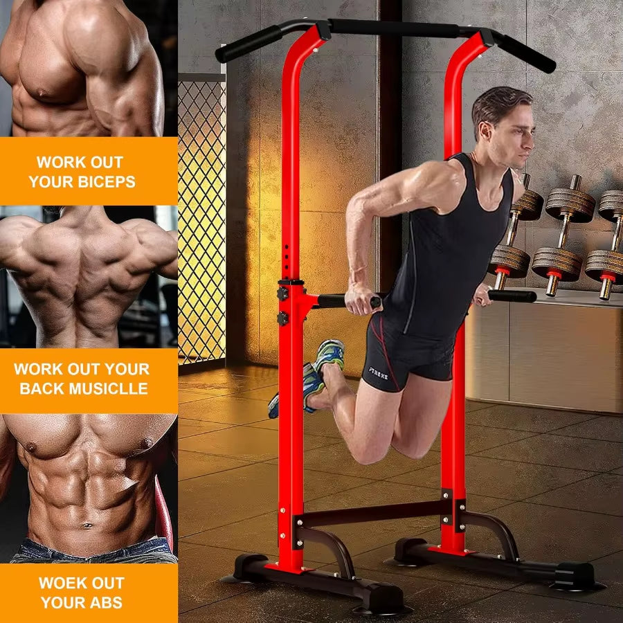 Power Tower Pull up Dip Station Multi-Function Fitness Equipment for Strength Training Adjustable Height Dip Stand for Home Gym