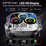 2025 New Military Smart Watch Men Outdoor Sports Fitness Tracker Health Monitoring 2.01Inch Bluetooth Calls Smartwatch