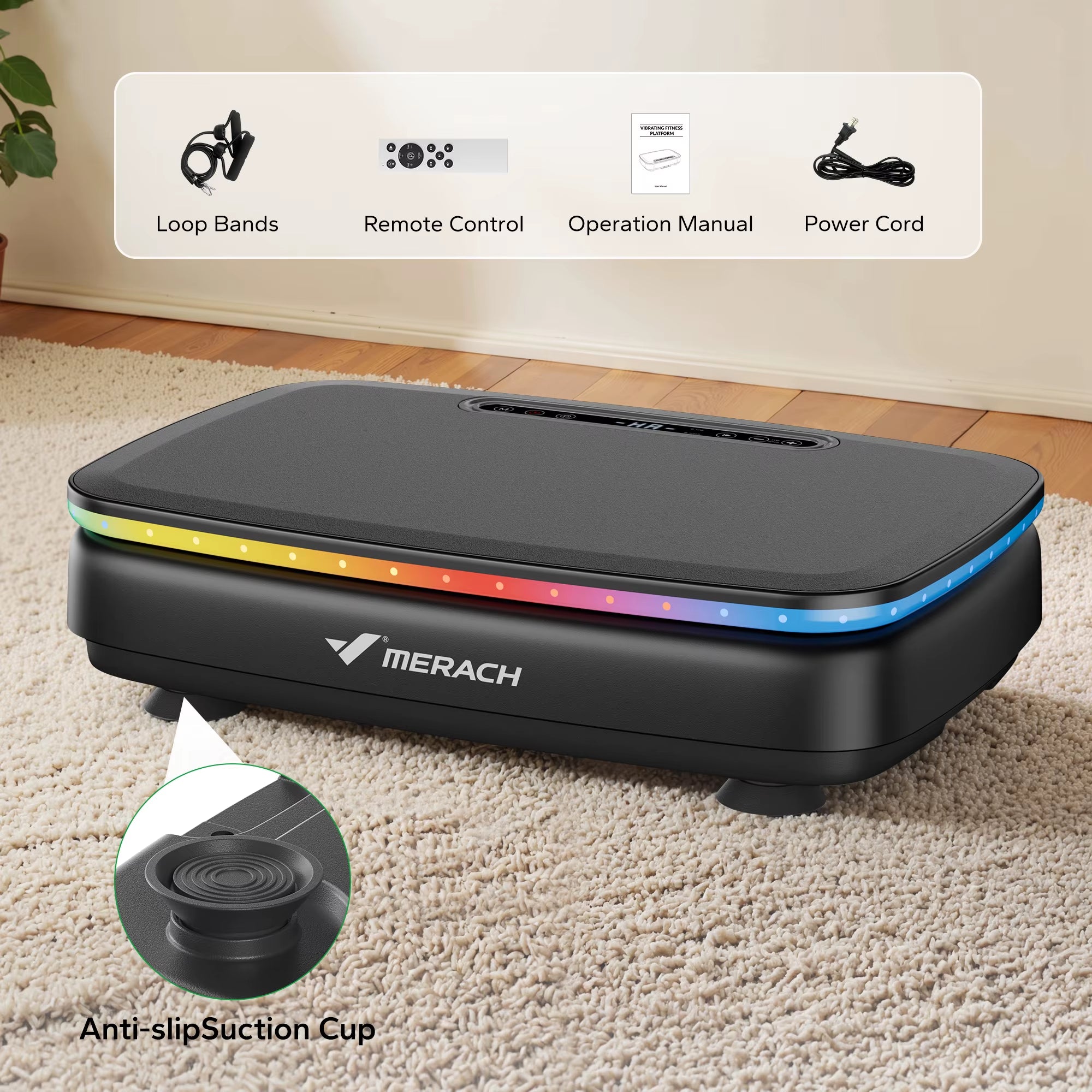 Vibration Plate Exercise Machine with Light Whole Body Workout Power Vibrate Platform Vibration Plate Lymphatic Drainage