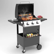 3 Burner BBQ Gas Propane Grill Small Portable Camping Gas Grill for Outdoor Cooking Barbecue 30000 BTU Stainless Steel Barbeque