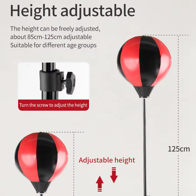 Free Standing Punching Bag Boxing Ball Training MMA Sports with Gloves and Mat Adjustable Height 125-145Cm for over 13 Years