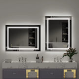 Luxury Crystal Clear LED Bathroom Mirror IP65 Waterproof Dimming Makeup Dressing Mirror with Double Lights