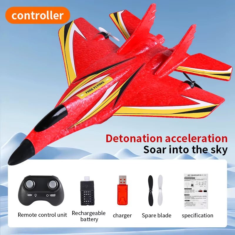 Dwi RC Foam Aircraft Plane 2.4G Radio Control Glider Remote Control Fighter Cool Lighting Plane Glider Airplane Foam Boy Toy Gif