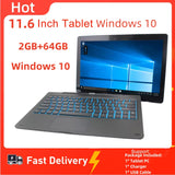 11.6-Inch Windows 10 2-in-1 Tablet PC with Docking Keyboard, 2GB DDR RAM, 64GB Storage, Z3735G Quad-Core CPU, 1366x768 IPS Display, Dual Cameras