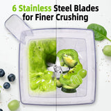Blender for Smoothies: 1800W Peak Blenders for Kitchen, 68Oz Bpa-Free Pitcher, Timer & Speed Control, 6 Stainlsteel Blades