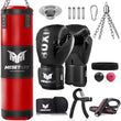 4Ft Heavy Punching Bag Set for Adults with 12 OZ Gloves Perfect for Home Gym Training in MMA Karate Kickboxing and Boxing Unfil