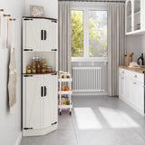 Bathroom Storage Tall Cabinet with Doors, 67" Corner Storage Cabinet with Barn Doors and Adjustable Shelf for Kitchen Bathroom