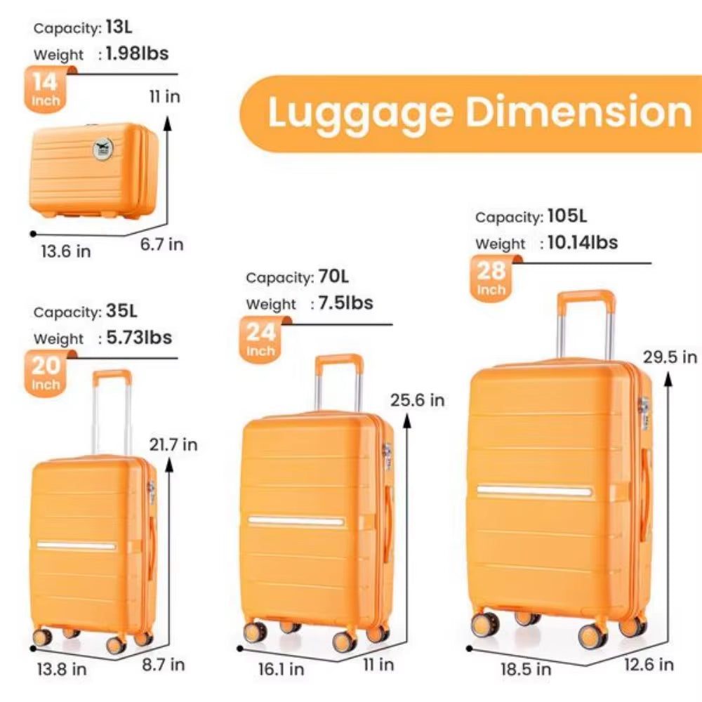 Luggage Sets 4 Piece PP Lightweight & Durable Expandable Suitcase for Travel School and Business Trip