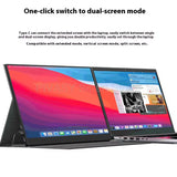 18.5 Inch 100HZ Portable Monitor 1080P HD IPS Panel 100%Srgb Color Gamut Display Dual Speakers for Switch PC Secondary Screen