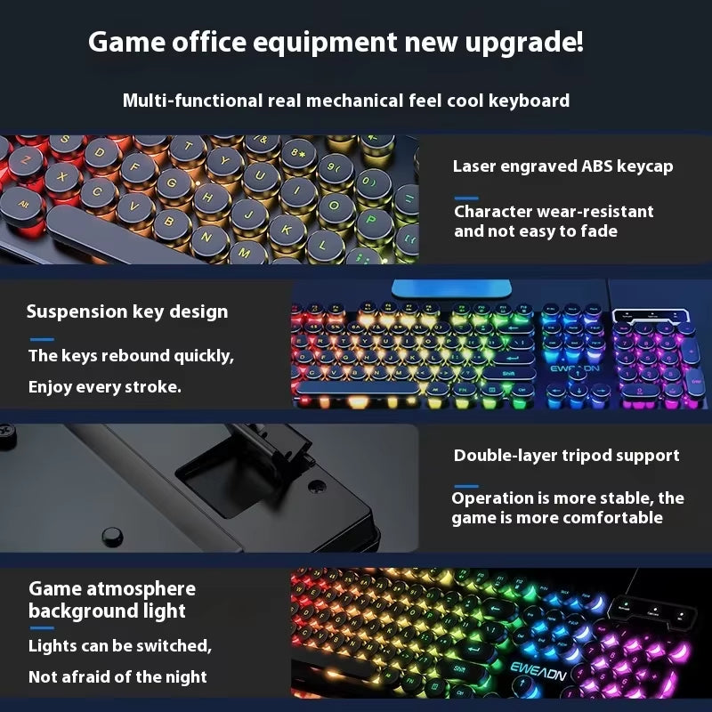 Gamer Wired Keyboard Mechanical Feel E-Sports 104 Keys Usb Wired Gaming Mouse Wired Keyboard Pc Accessories for Laptop Gamers
