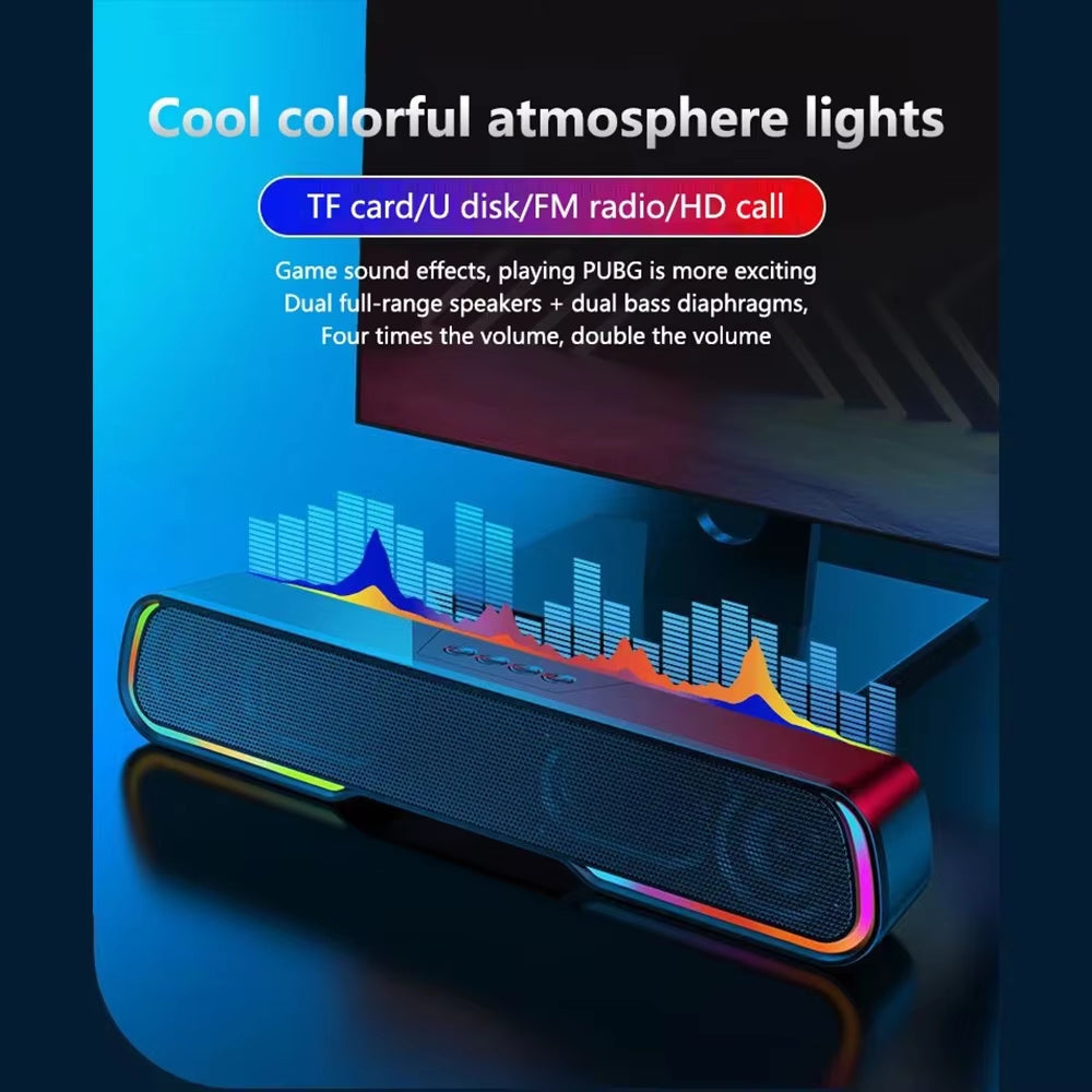 Wireless Bluetooth Subwoofer Bass Surround Sound Bar Speaker System Music Player for Laptop Cellphones TV Home Theater