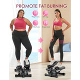 Portable Mini Stepper with Resistance Bands for Home Exercise Adjustable Height Fitness Machine 330LBS Capacity Black and Gray