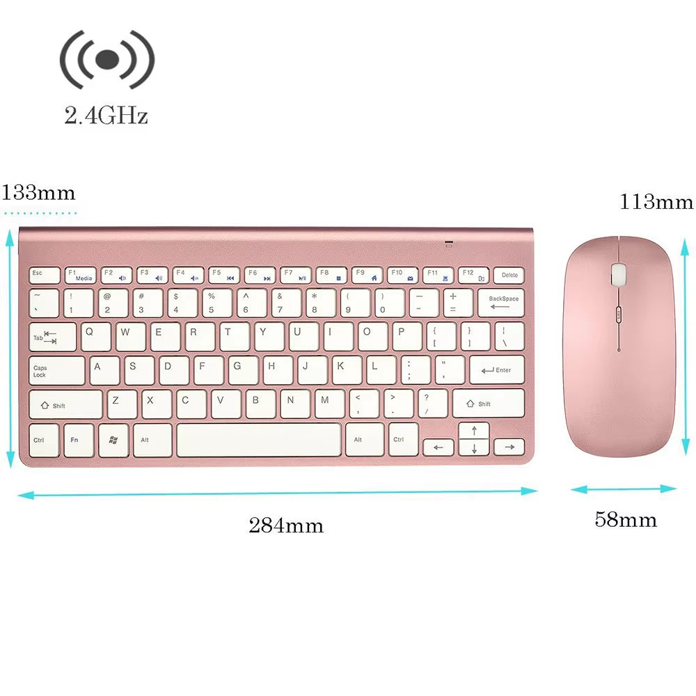 2.4Ghz Ultra-Thin Wireless Keyboard and Mouse Combo with USB Receiver Mouse Keyboard Set for Apple PC Windowsxp/7/8/10