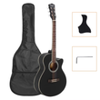 40 Inch Spruce Front Cutaway Folk Guitar with Bag & Board & Wrench Tool Black