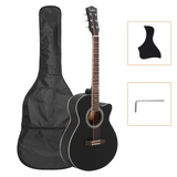 40 Inch Spruce Front Cutaway Folk Guitar with Bag & Board & Wrench Tool Black
