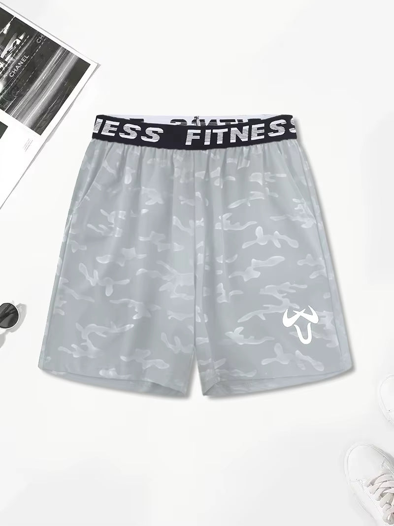 Men'S Casual Quick-Dry Athletic Shorts with Geometric Pattern Elastic Waist & Drawstring - Lightweight Non-Stretch Fabric Pant