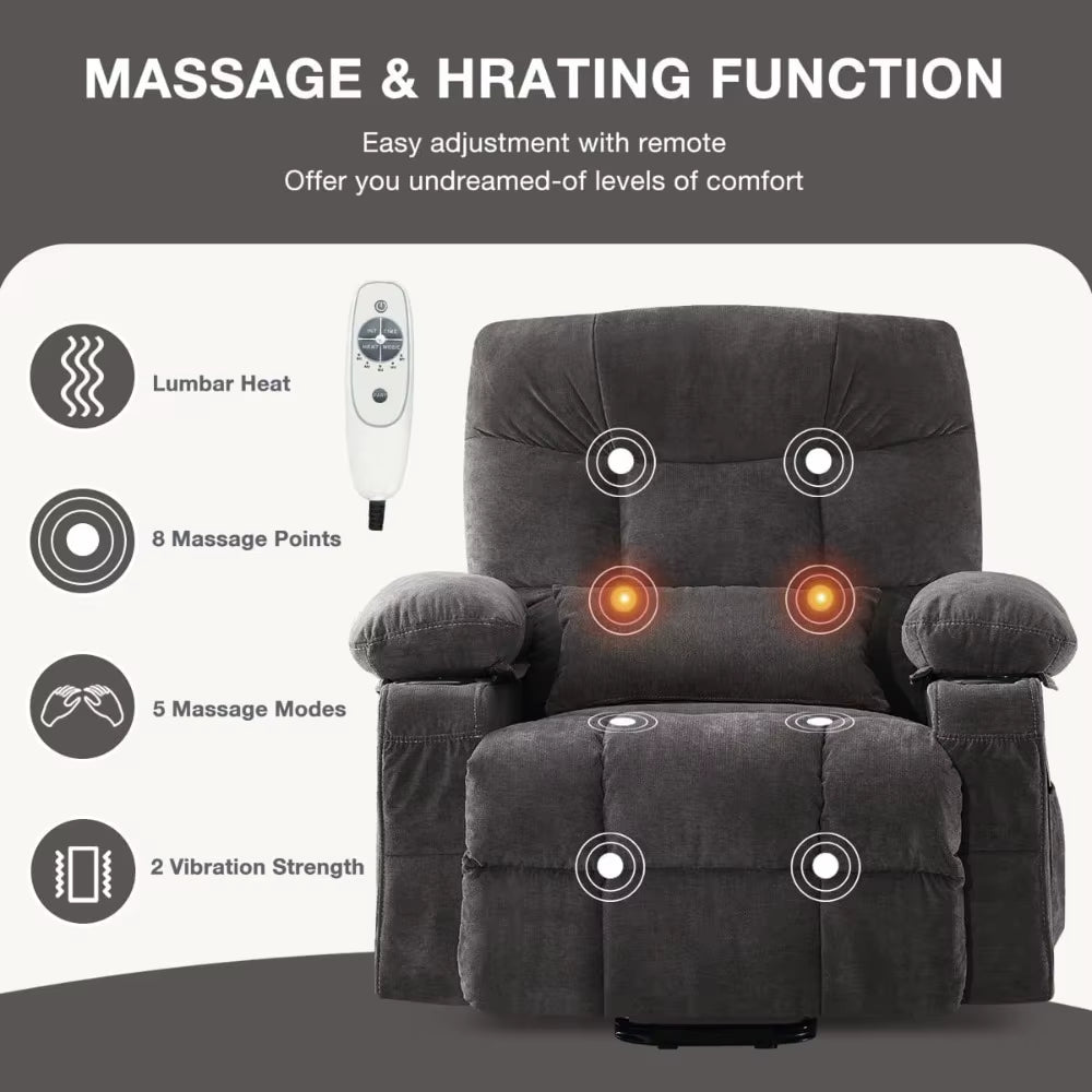 Power Lift Recliner Chair for Elderly with Vibration Massage and Lumbar Heating Electric Recliner Sofa with Cup Holde，Customized