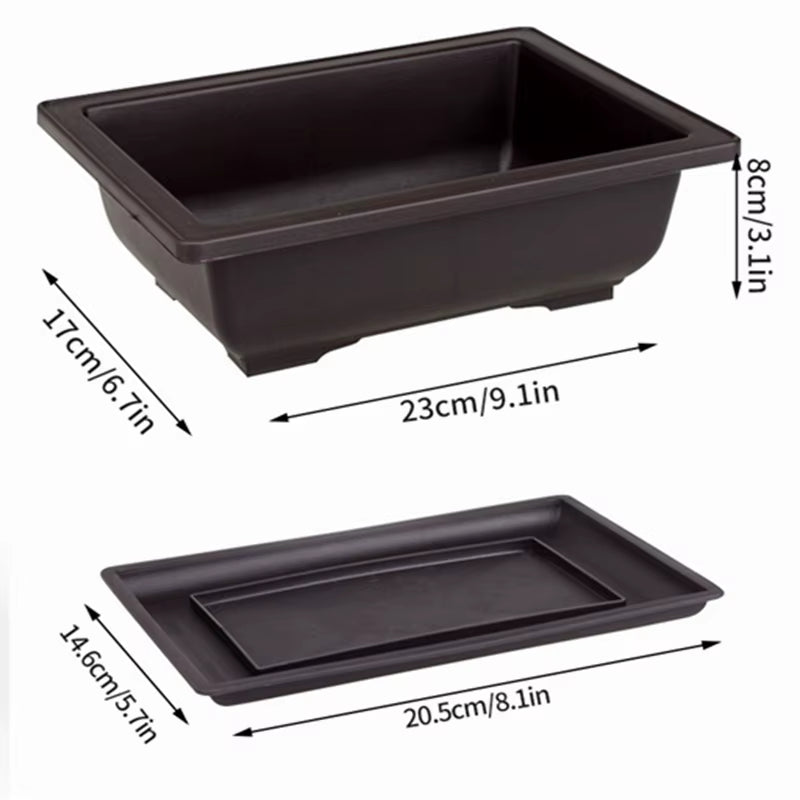 Rectangular Bonsai Training Pots Plastic Flowerpot with Drainage Tray Succulent Plants Pot Bonsai Plants Growing Pots Home Decor