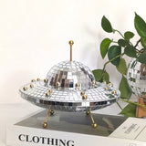 UFO Disco Mirror Ball Retro Reflective UFO Space World Shape DJ Light Modern Home Decor for Party Room Sculptures and Figurines
