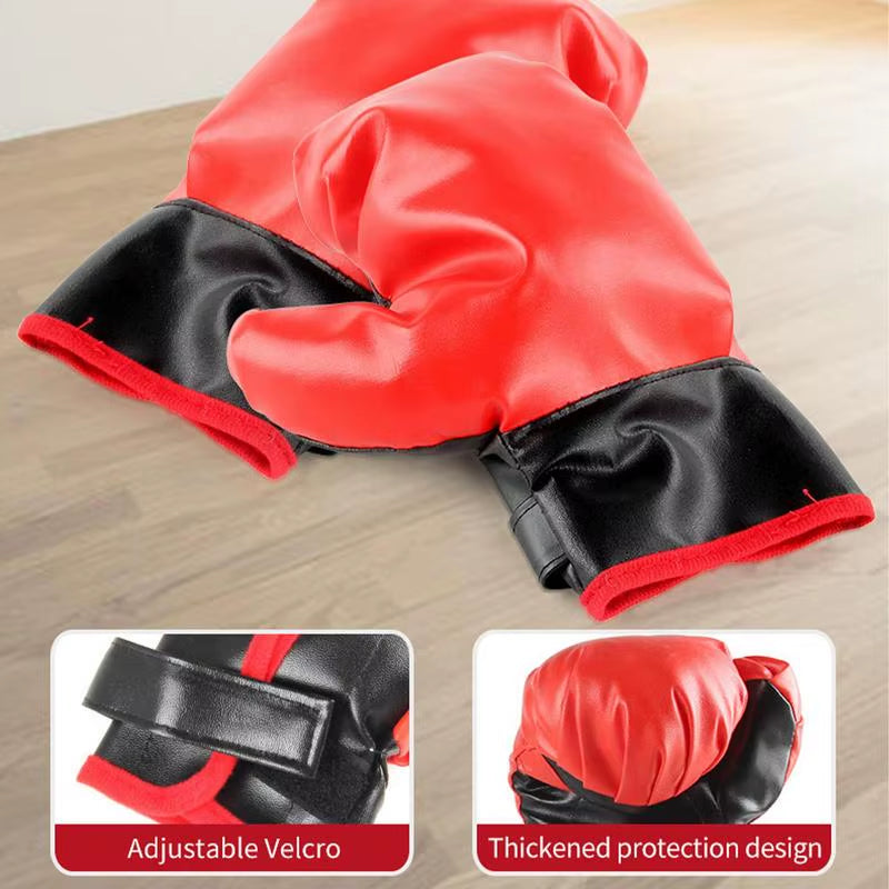 Free Standing Punching Bag Boxing Ball Training MMA Sports with Gloves and Mat Adjustable Height 125-145Cm for over 13 Years