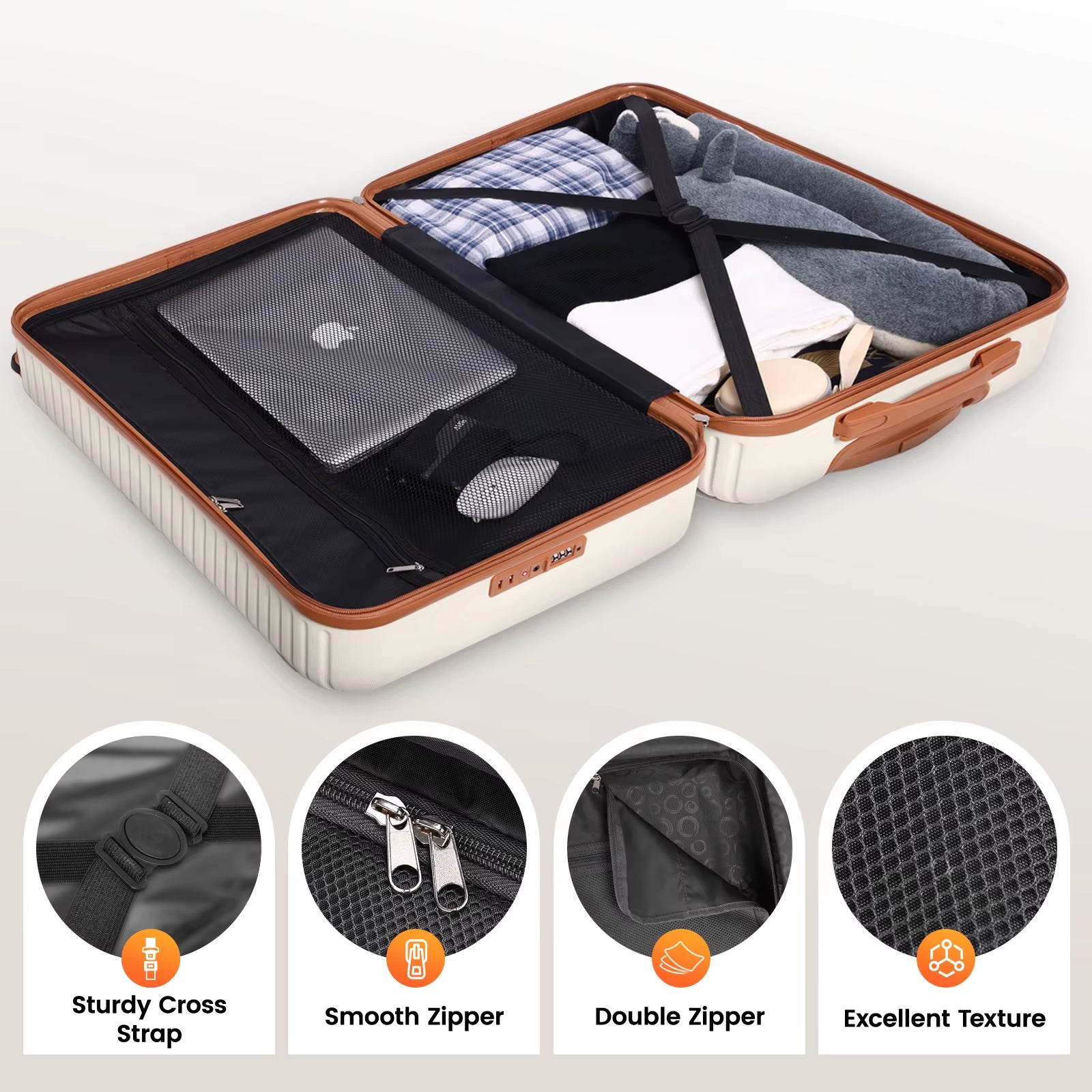 4/6 Piece Luggage Set with Spinner Wheels & TSA Lock, Carry on Luggage Hardshell ABS+PC, Travel Collection Suitcases Sets