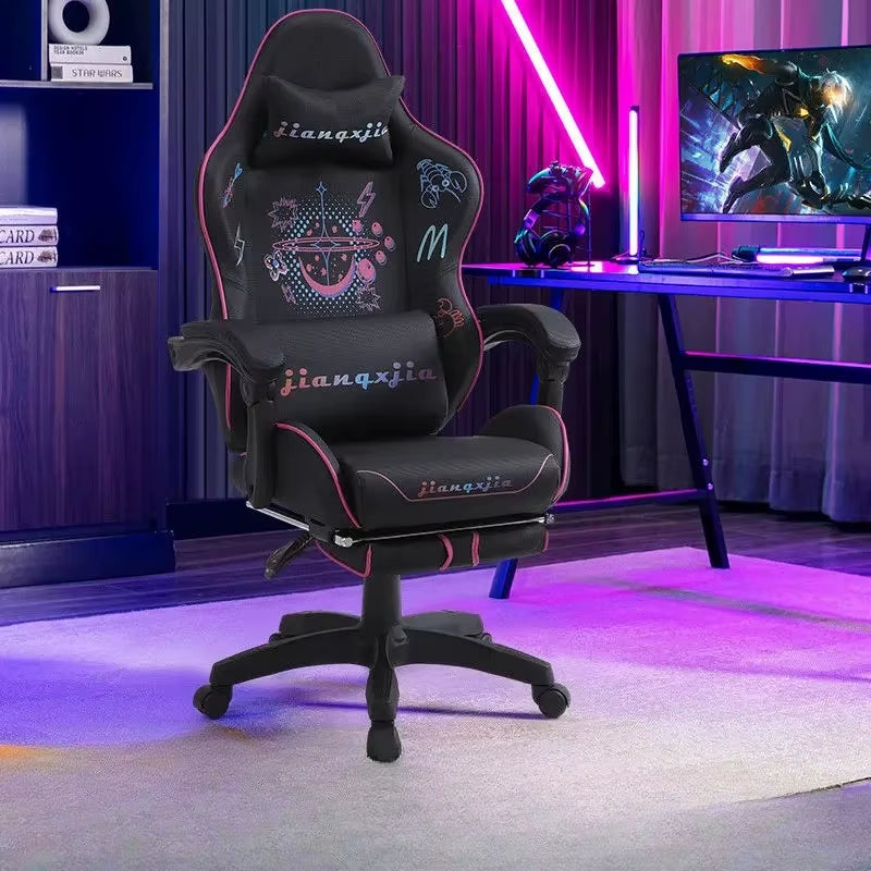 Graffiti Gaming Chair-Adjustable PC Chair Forlazy Mode Ergonomic Computer Seat for Dorm Reclining Game Chair with Lumbar Support