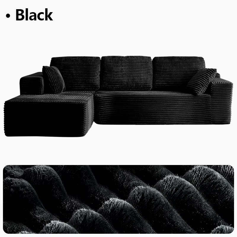 Oversized L Shaped Couch with Chaise, Minimalist Compressed Boneless Couch No Assembly Required, Modular Cloud Sectional Sofa Fo