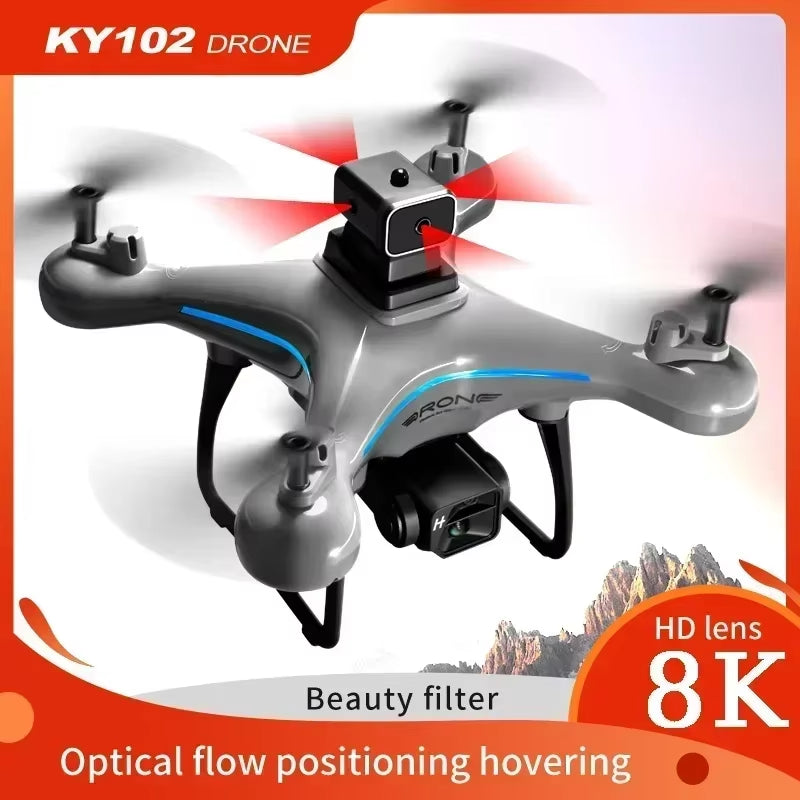 KY102 RC Drone 8K Professional Dual Camera Aerial 360° Quadcopter Obstacle Avoidance Optical Flow Aerial Dron Toys