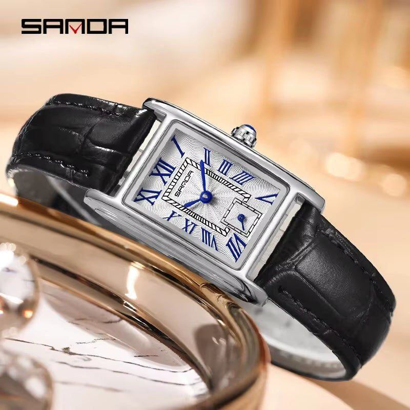 1116 New Fashion 2024 Elegant Design Rectangle Dial Water Resistant Quartz Movement Business Women Analog Wrist Watch